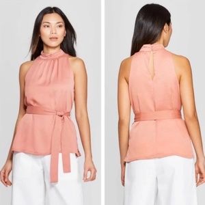Peachy Blouse with Tie